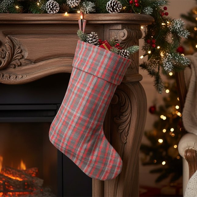 Tecido Tendy Urban Red Cinza Xadrez Tartan Padrão (Criador carregado)