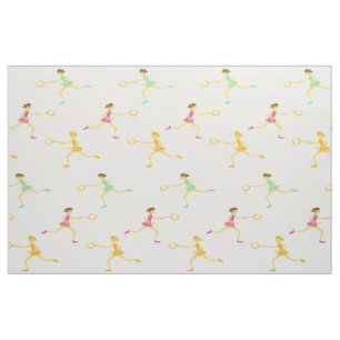 Tecido Tênis com raquete e bola