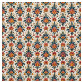 Tecido Terra Cotta e Green Vintage Damask