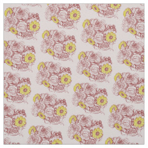 Tecido Terra Cotta Emendy Daisy Rose Bouquet