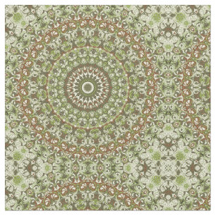 Tecido Terra Verde e Brown Mandala Design