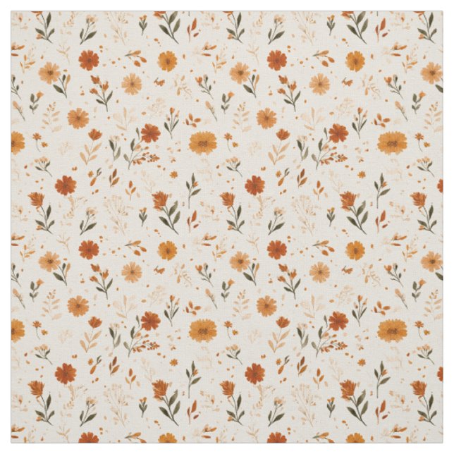 Tecido Terracotta Laranja Flor Silvestre Boho Floral (Modelo)
