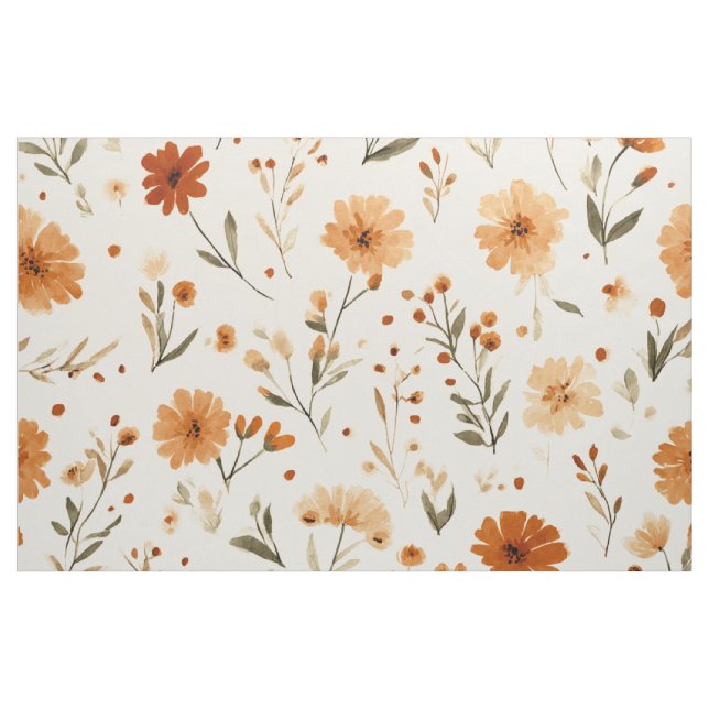 Tecido Terracotta Laranja Flor Silvestre Boho Floral (Jarda)