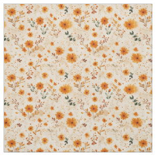 Tecido Terracotta Laranja Flor Silvestre Boho Floral