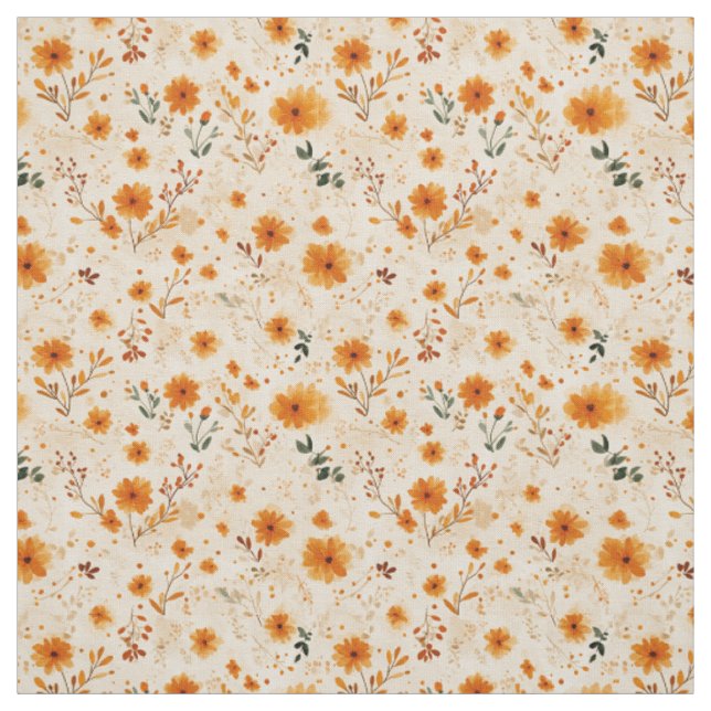 Tecido Terracotta Laranja Flor Silvestre Boho Floral (Modelo)