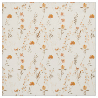 Tecido Terracotta Laranja Flor Silvestre Boho Floral