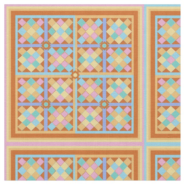 Tecido Terracotta, rosa, e azulejos de colcha (Detalhe)