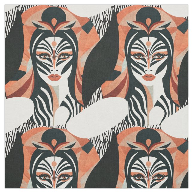 Tecido Terracotta Zebra Muse Art Patterno (Modelo)