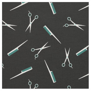 Tecido Tesouras e Combs - Preto-Teto Branco