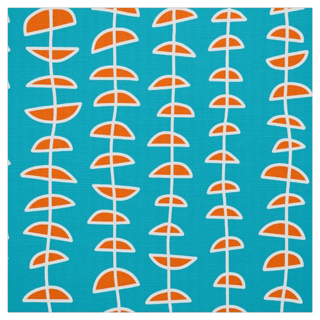 Tecido Teste padrão 080515 - Branco e laranja no azul do (Modelo)
