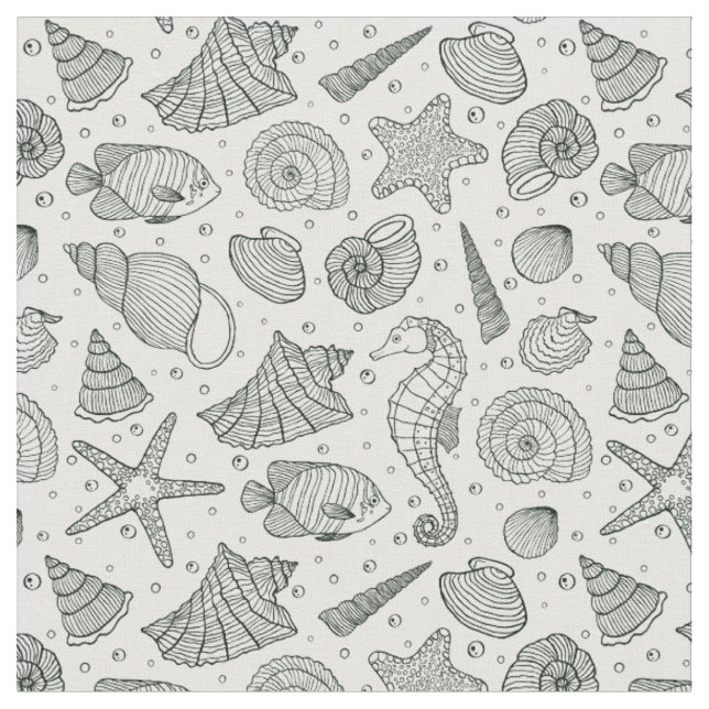 Tecido Teste padrão 3 dos habitantes do oceano (Detalhe)