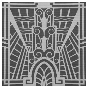 Tecido Teste padrão arquitectónico de Deco, cinza de