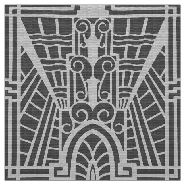 Tecido Teste padrão arquitectónico de Deco, cinza de (Modelo)