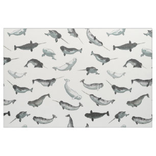 Tecido Teste padrão ártico de Narwhals e de belugas