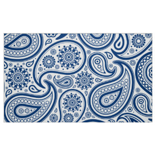 Tecido Teste padrão azul & branco de Paisley do vintage