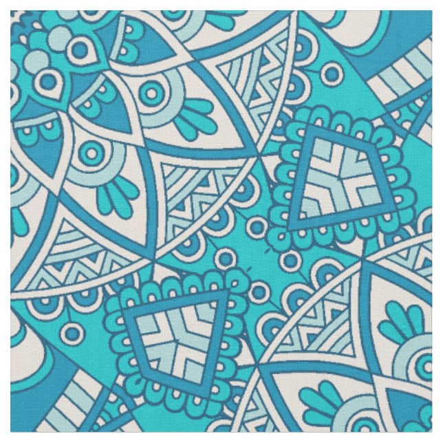 Tecido Teste padrão azul do azulejo da mandala (Detalhe)