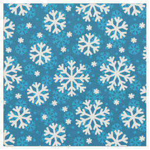 Tecido Teste padrão azul do floco de neve do inverno