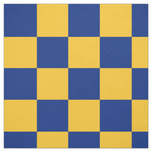 Tecido Teste padrão azul e amarelo do tabuleiro de damas