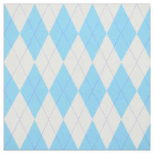 Tecido Teste padrão azul pálido e branco de Argyle