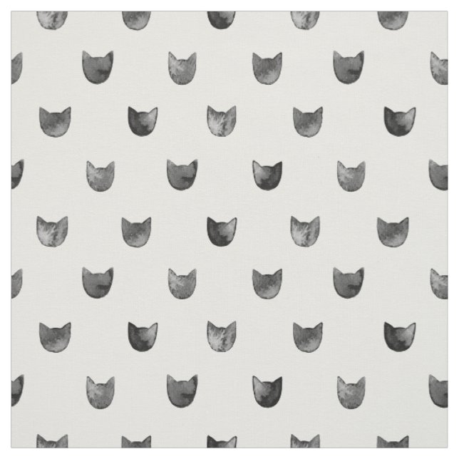 Tecido Teste padrão bonito chique preto e branco do gato (Modelo)