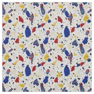 Tecido Teste padrão branco & azul vermelho do azulejo do