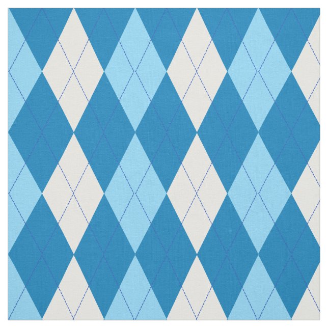 Tecido Teste padrão branco da cerceta | Skyblue | Argyle (Modelo)