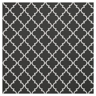 Tecido Teste padrão branco preto de Quatrefoil