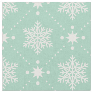Tecido Teste padrão branco verde do Natal dos flocos de