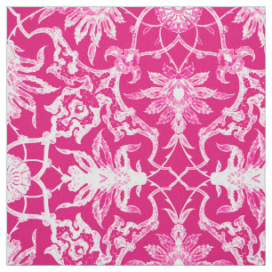 Tecido Teste padrão chinês de Nouveau da arte - rosa de