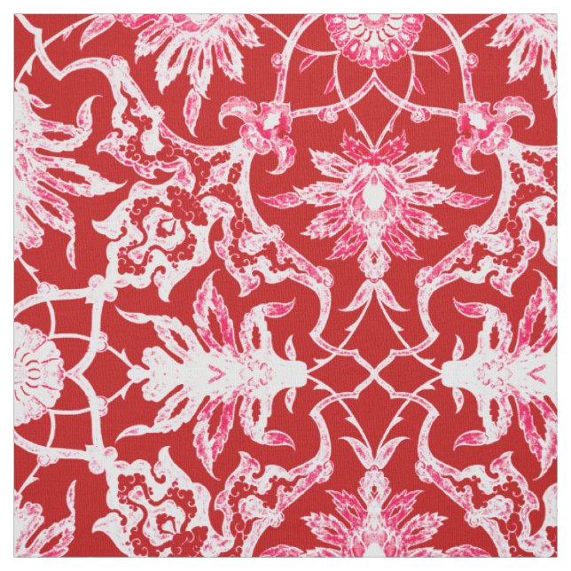 Tecido Teste padrão chinês de Nouveau da arte - vermelho (Modelo)