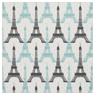 Tecido Teste padrão chique da torre Eiffel do Aqua