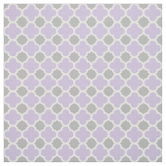 Tecido Teste padrão cinzento branco roxo de Quatrefoil