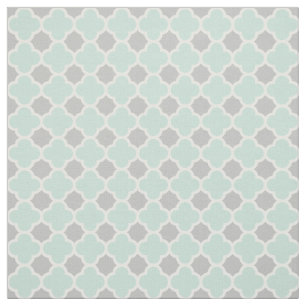 Tecido Teste padrão cinzento branco verde de Quatrefoil