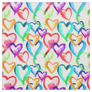 Tecido Teste padrão colorido bonito dos corações da