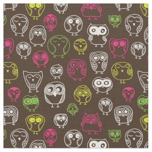 Tecido Teste padrão colorido do fundo do doodle da coruj