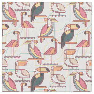 Tecido Teste padrão com pássaros tropicais