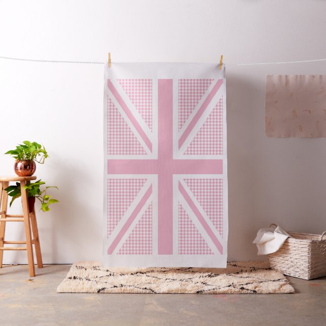 Tecido Teste padrão cor-de-rosa do guingão de Union Jack (In Situ)