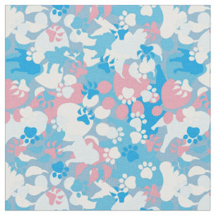 Tecido Teste padrão cor-de-rosa e azul do cão da
