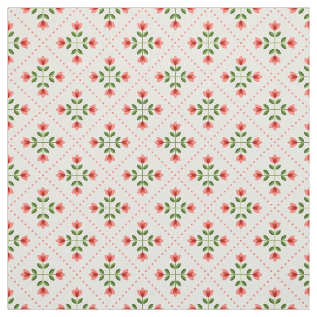 Tecido Teste padrão cor-de-rosa & verde floral da arte (Modelo)
