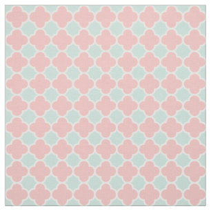 Tecido Teste padrão coral de Quatrefoil do verde da