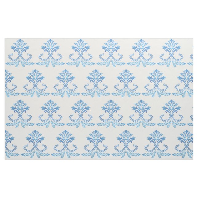 Tecido Teste padrão da flor de lis do azul francês no (Fat Quarter)