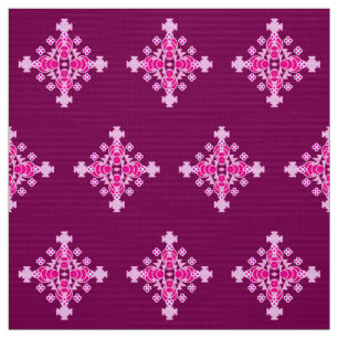 Tecido Teste padrão da mandala de quatro pontos, rosa