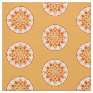 Tecido Teste padrão da mandala no coral, na laranja e no