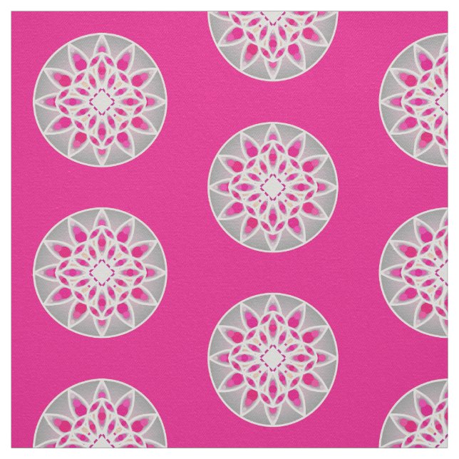 Tecido Teste padrão da mandala no rosa, no branco e no (Modelo)