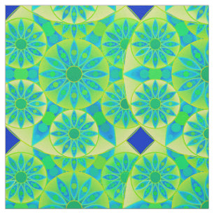 Tecido Teste padrão da mandala, turquesa, azul, verde