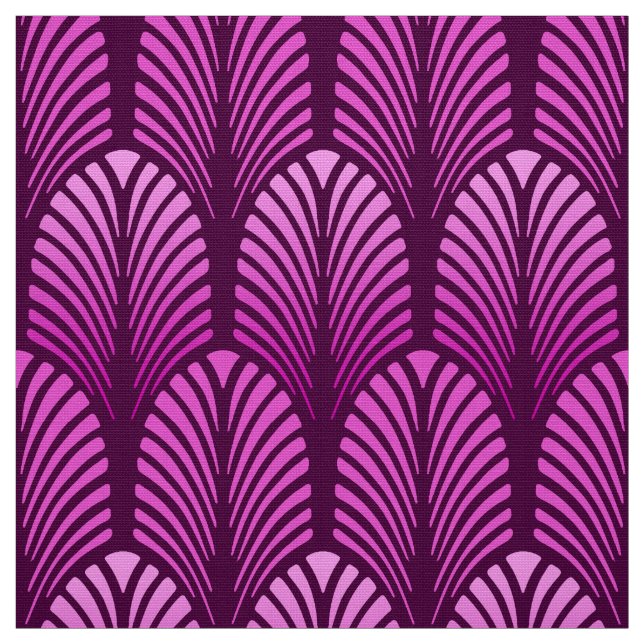Tecido Teste padrão da pena do art deco, roxo Amethyst (Modelo)