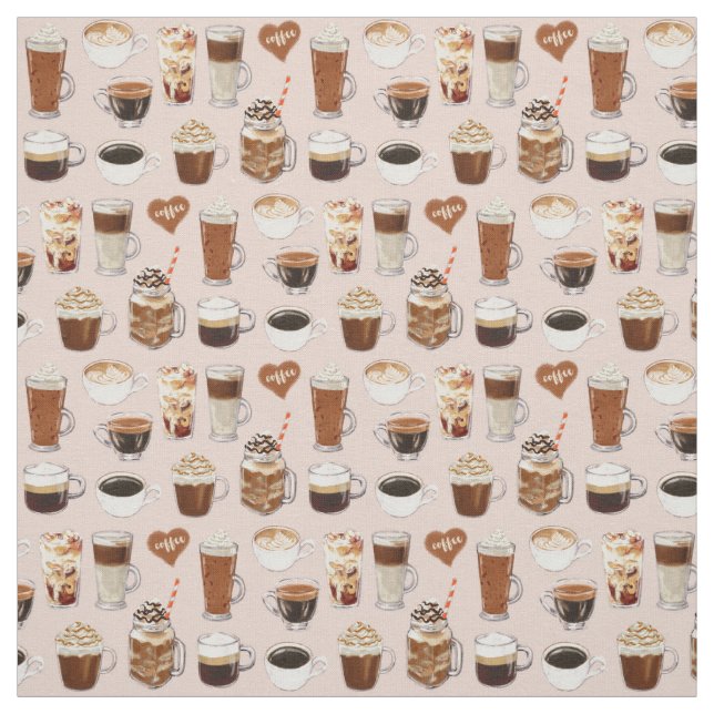 Tecido Teste padrão das bebidas e das sobremesas do café (Modelo)