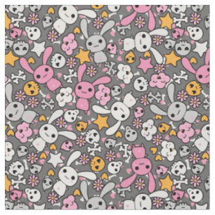 Tecido teste padrão das cinzas do kawaii