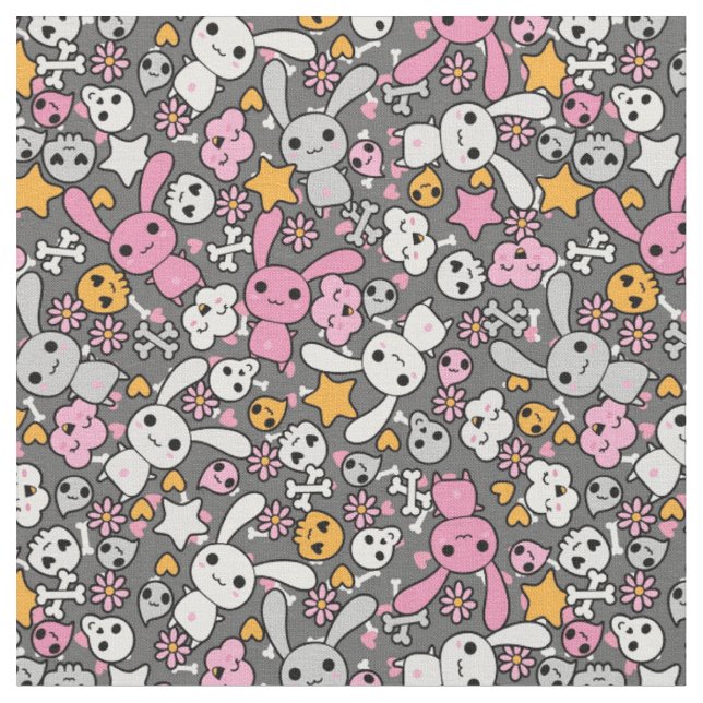 Tecido teste padrão das cinzas do kawaii (Detalhe)