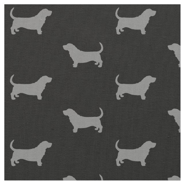 Tecido Teste padrão das silhuetas de Basset Hound (Detalhe)